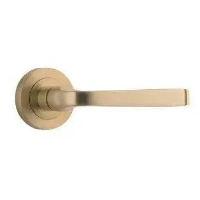 Iver Door Handle Annecy Round Rose Pair Brushed Brass