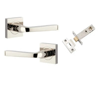 Iver Door Handle Annecy Square Rose Inbuilt Privacy Pair Kit Polished Nickel