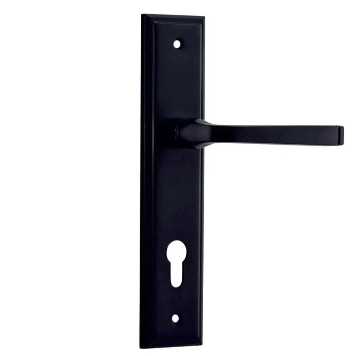 Iver Door Handle Annecy Stepped Euro Pair Matt Black