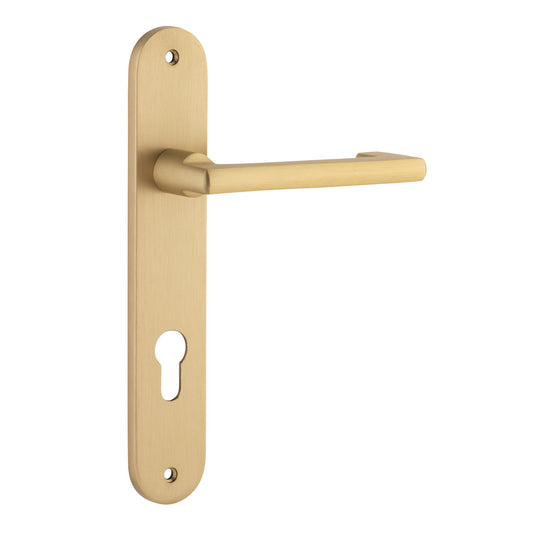 Iver Door Handle Baltimore Return Oval Euro Pair Brushed Brass
