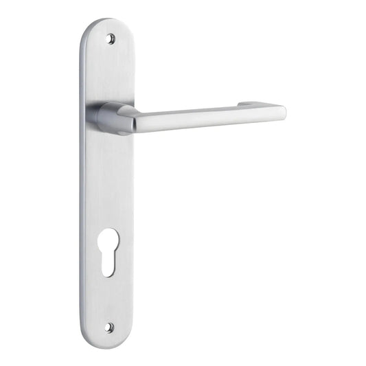 Iver Door Handle Baltimore Return Oval Euro Pair Brushed Chrome