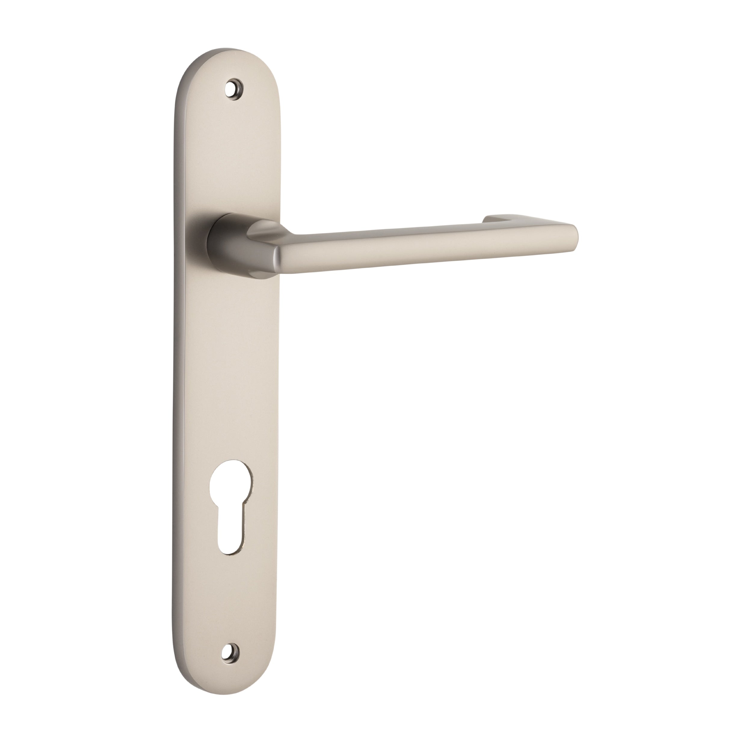 Iver Door Handle Baltimore Return Oval Euro Pair Satin Nickel