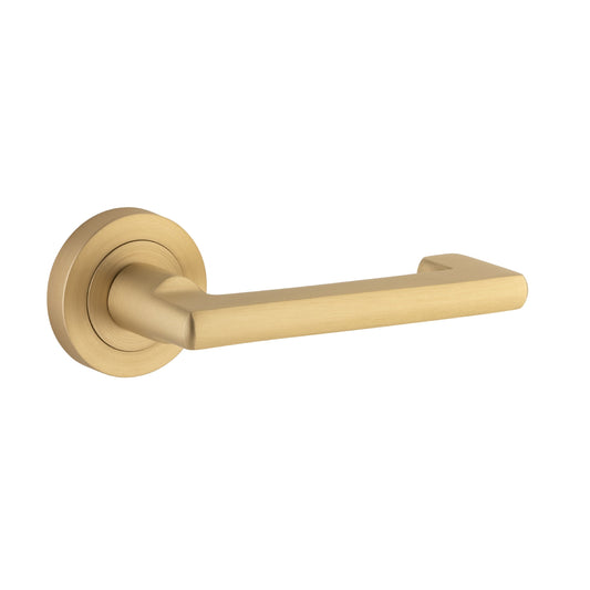 Iver Door Handle Baltimore Return Round Rose Pair Brushed Brass