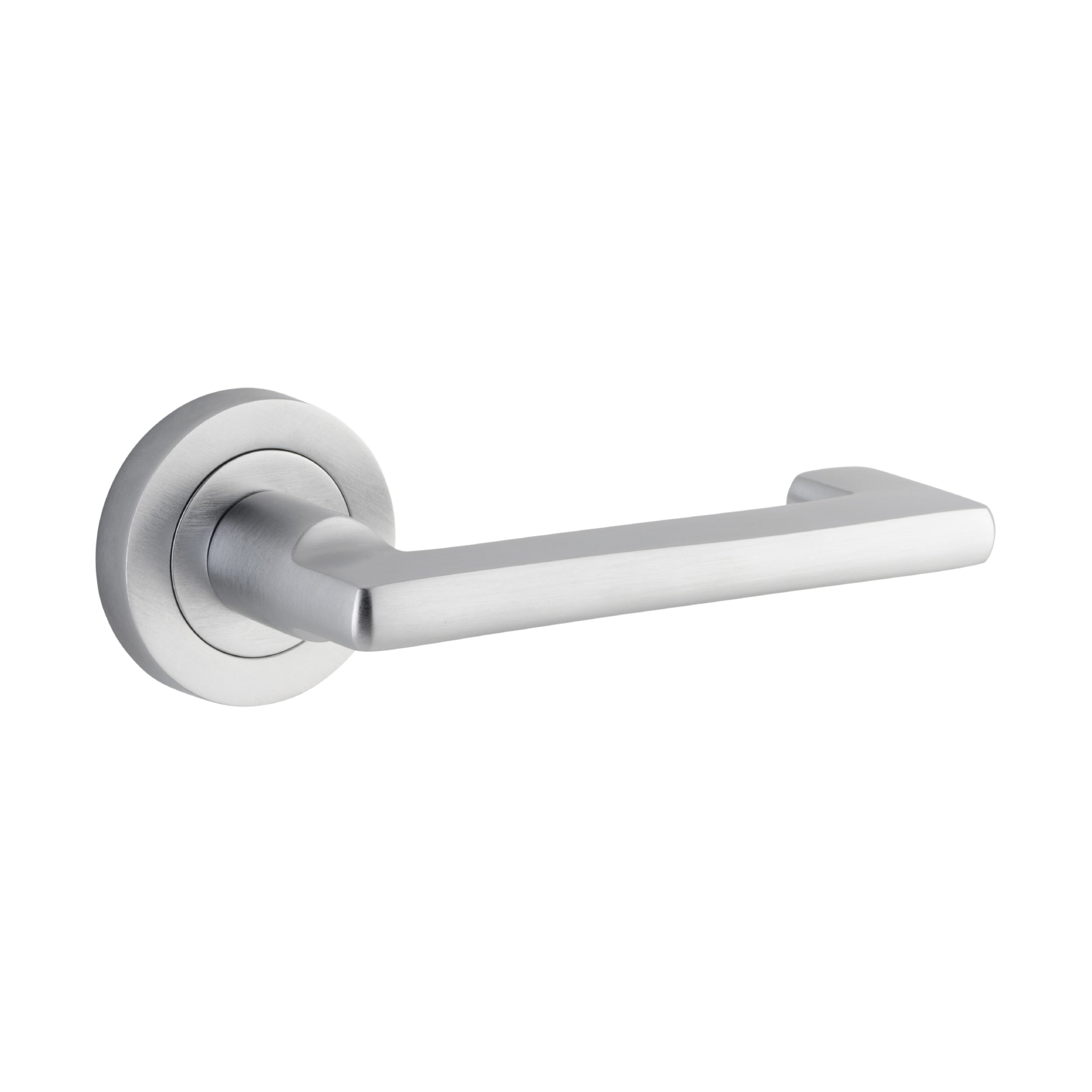 Iver Door Handle Baltimore Return Round Rose Pair Brushed Chrome