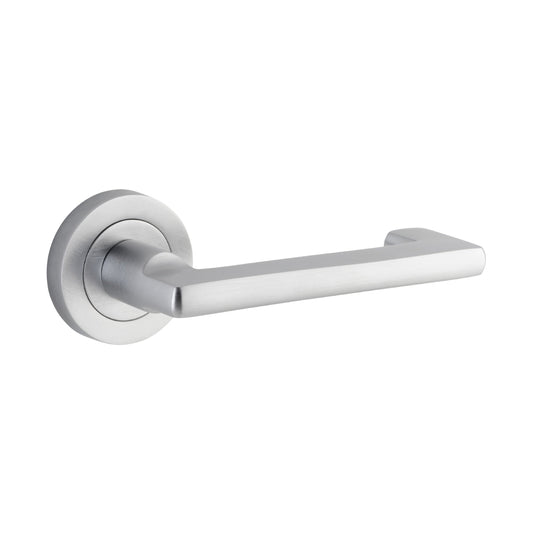 Iver Door Handle Baltimore Return Round Rose Pair Brushed Chrome