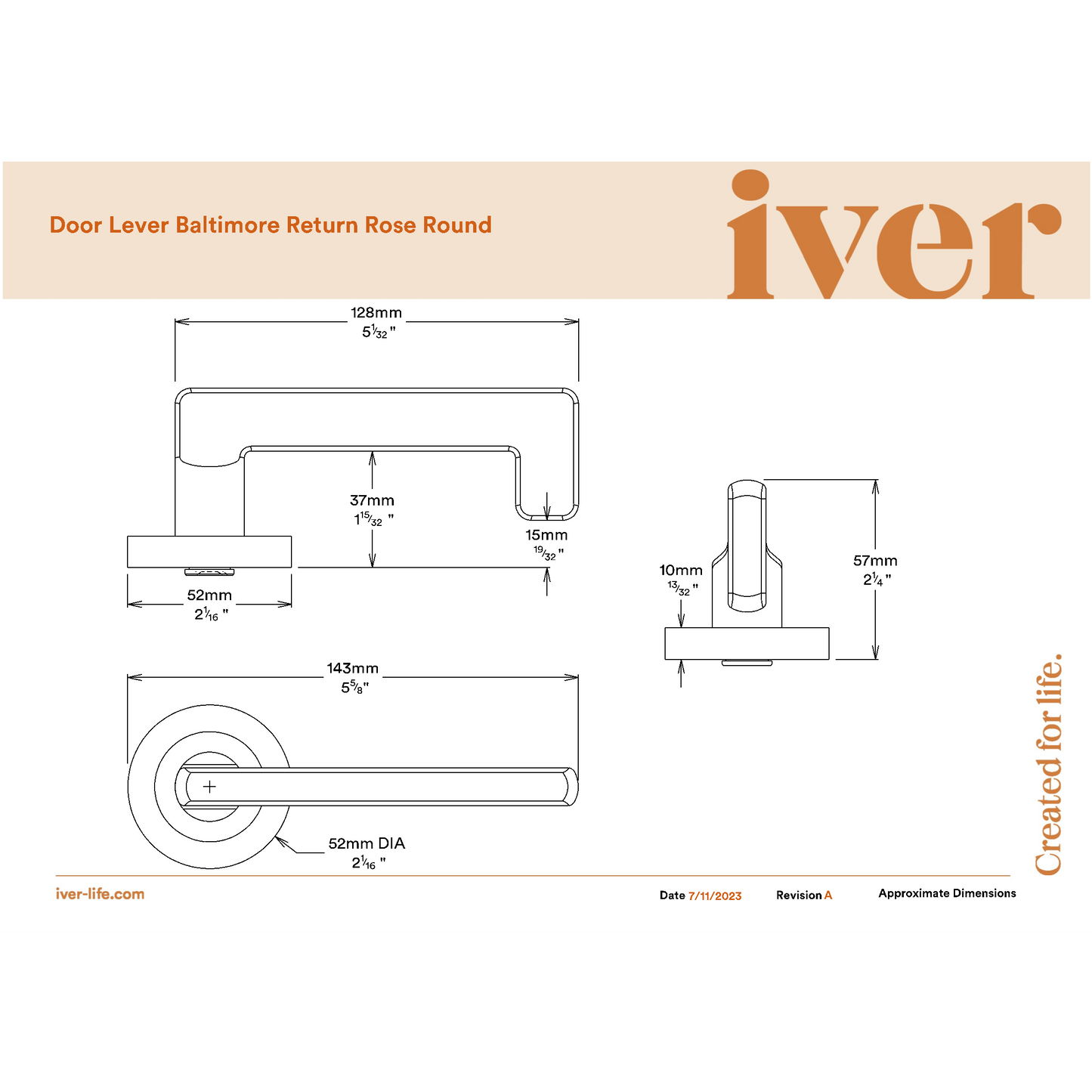Iver Door Handle Baltimore Return Round Rose Pair Polished Chrome