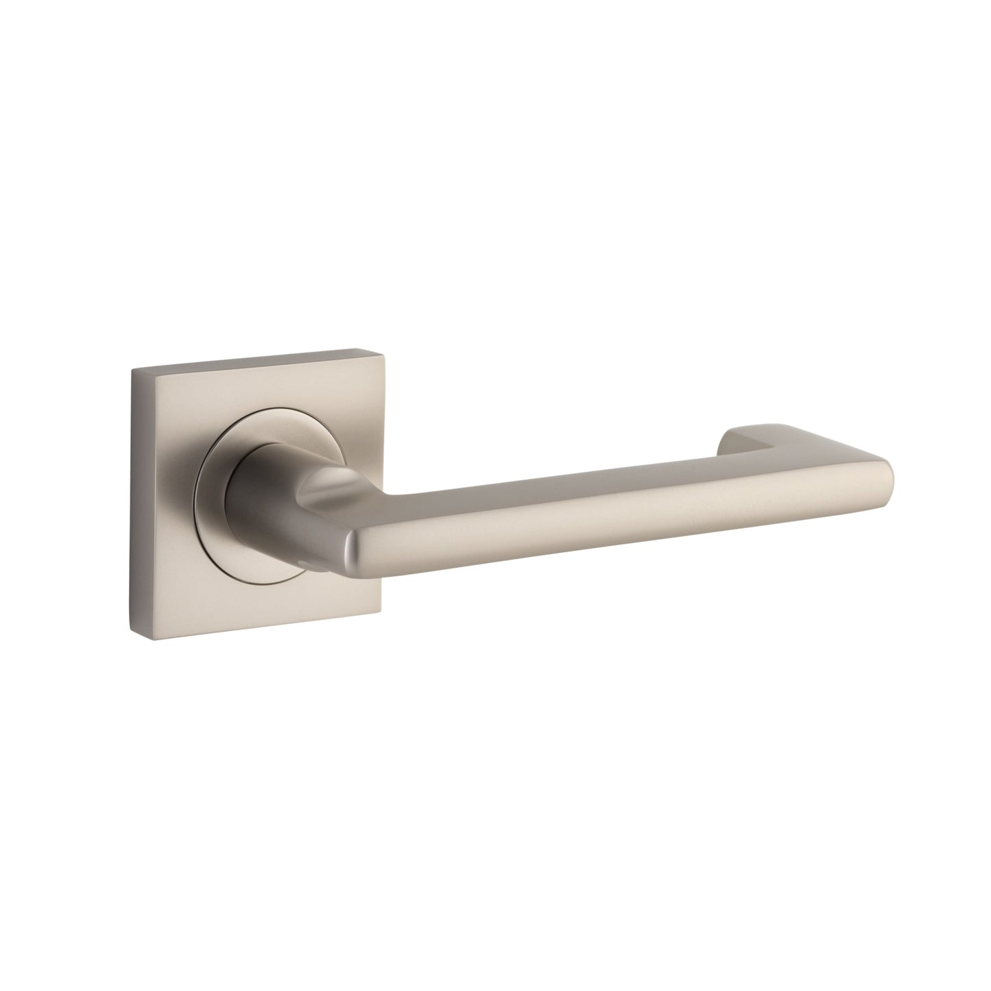Iver Door Handle Baltimore Return Square Rose Pair Satin Nickel