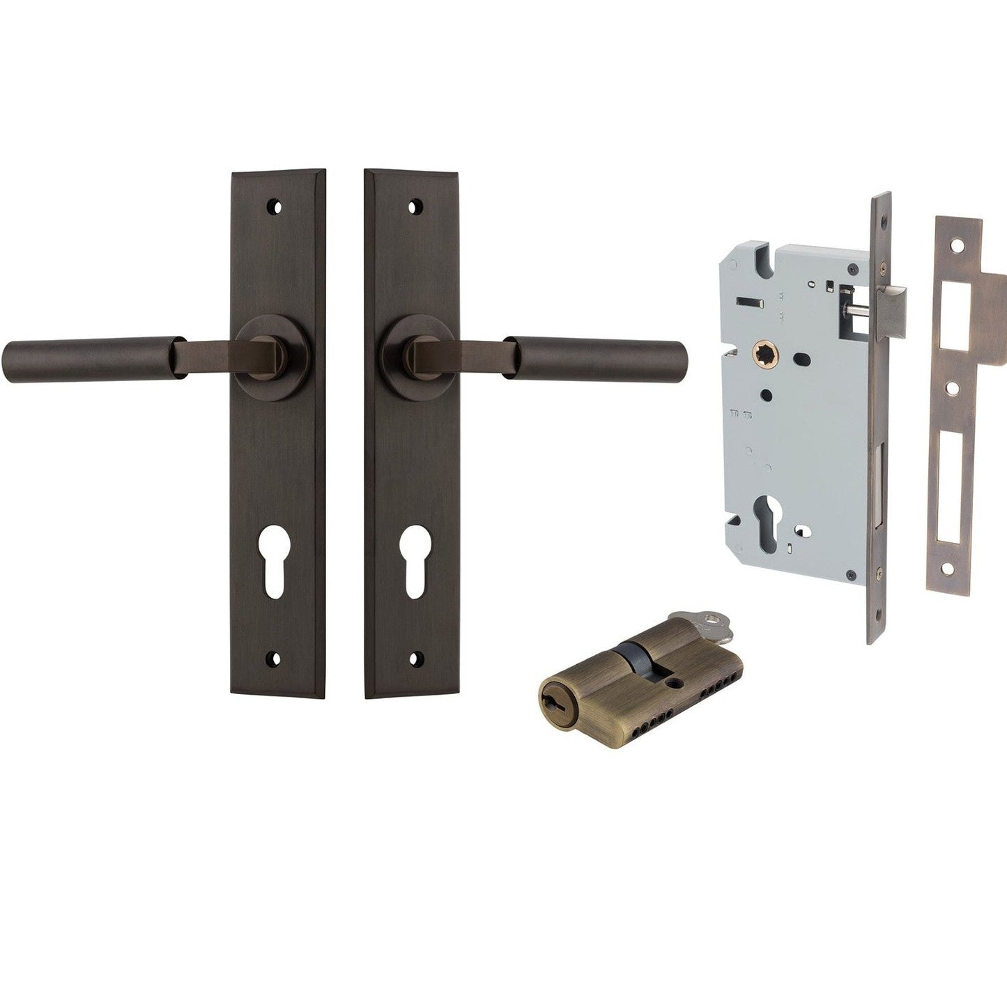 Iver Door Handle Berlin Chamfered Key/Key Signature Brass Entrance Kit