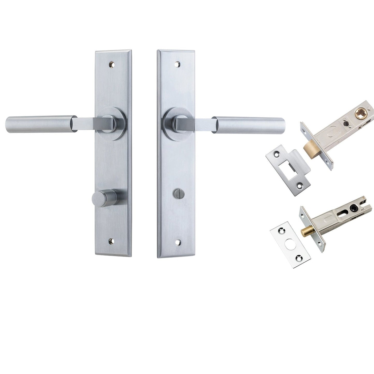 Iver Door Handle Berlin Chamfered Privacy Brushed Chrome Privacy Kit