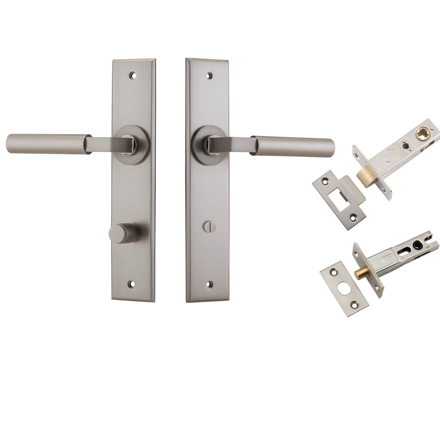 Iver Door Handle Berlin Chamfered Privacy Satin Nickel Privacy Kit