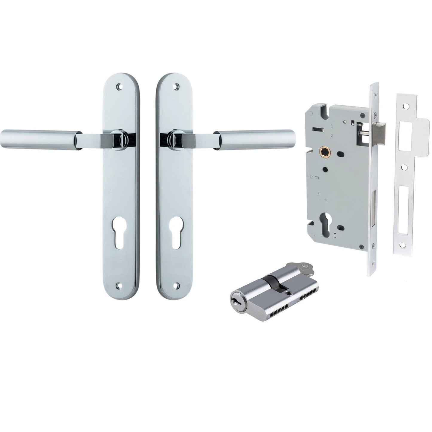 Iver Door Handle Berlin Oval Euro Pair Key/Key Polished Chrome Entrance Kit