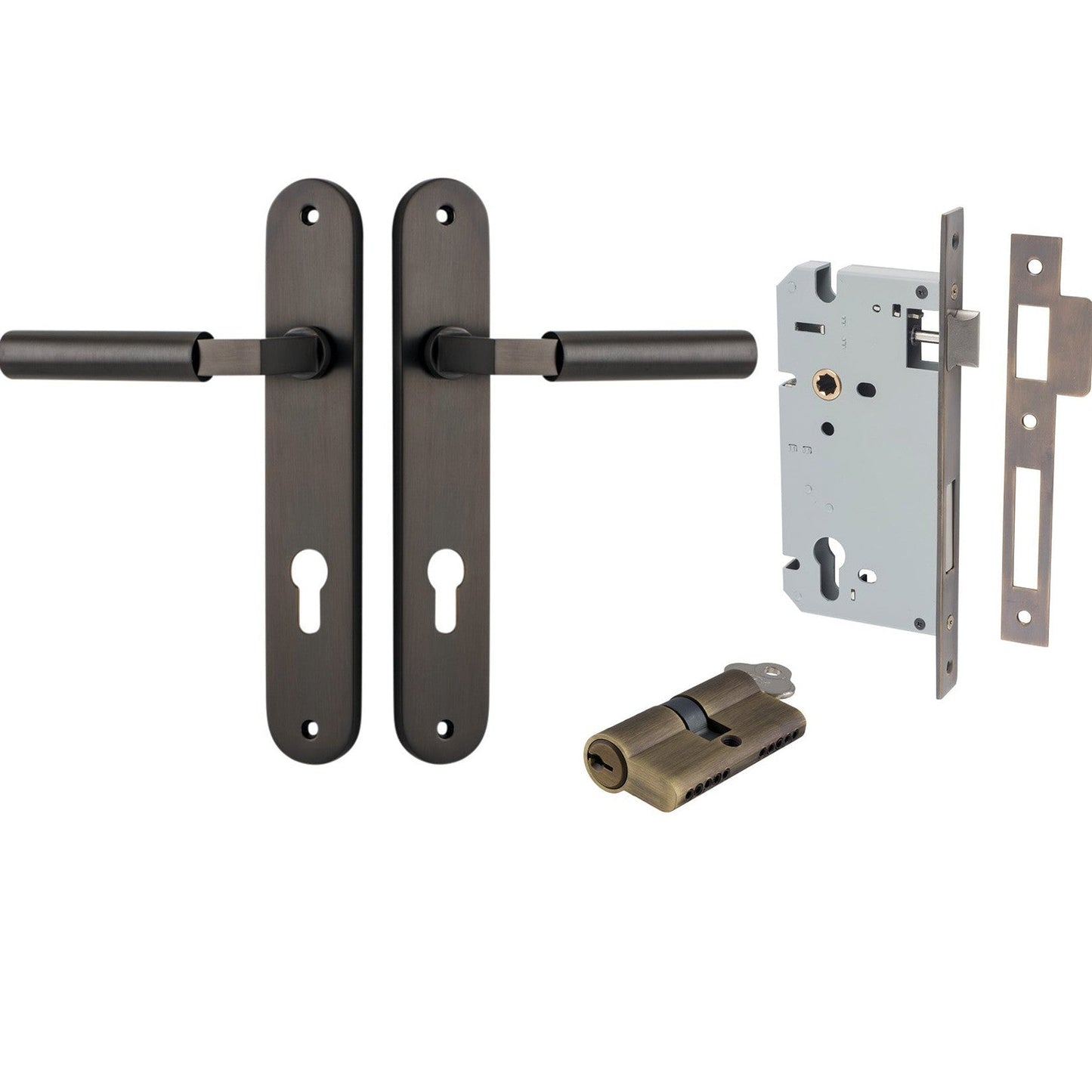 Iver Door Handle Berlin Oval Euro Pair Key/Key Signature Brass Entrance Kit