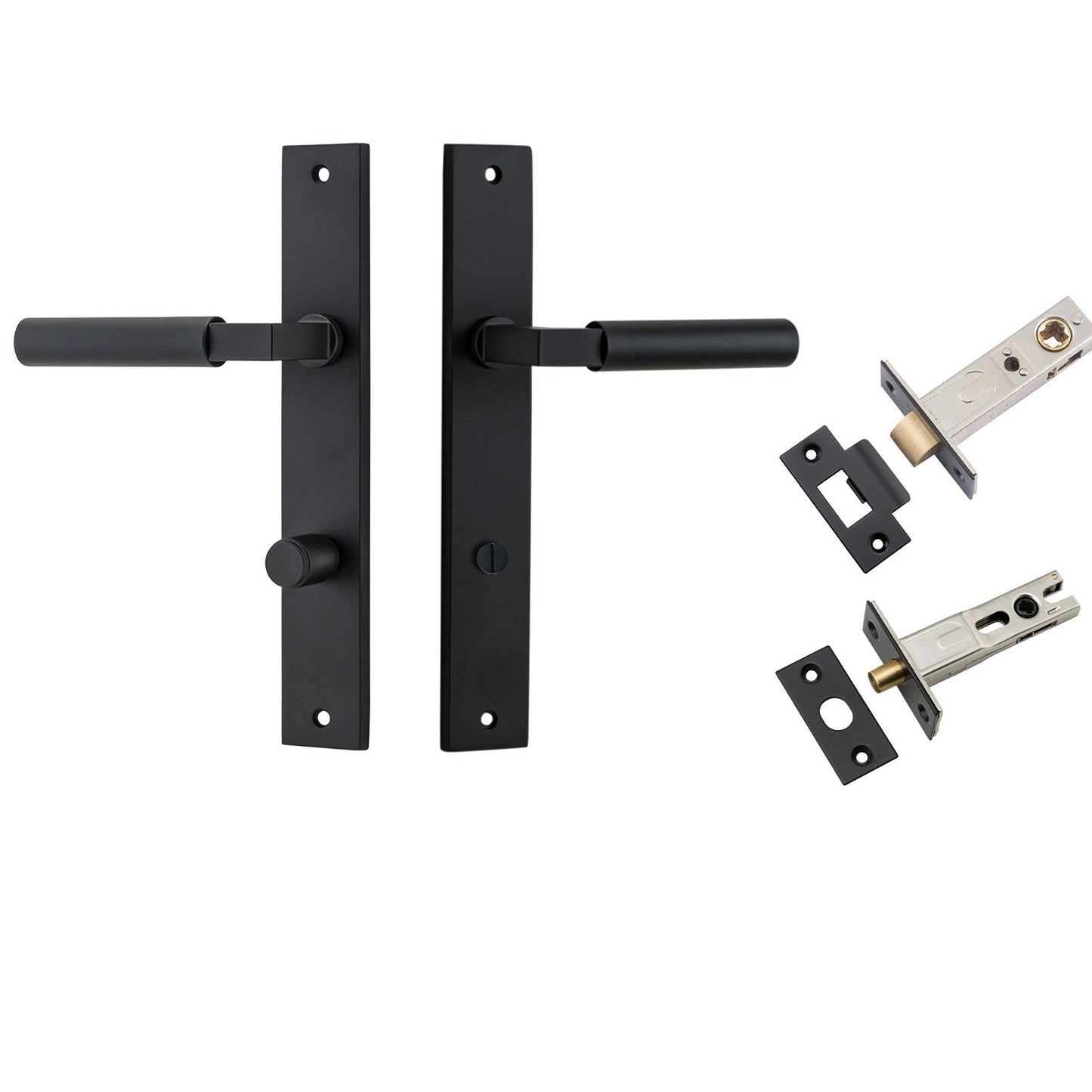 Iver Door Handle Berlin Rectangular Privacy Matt Black Privacy Kit