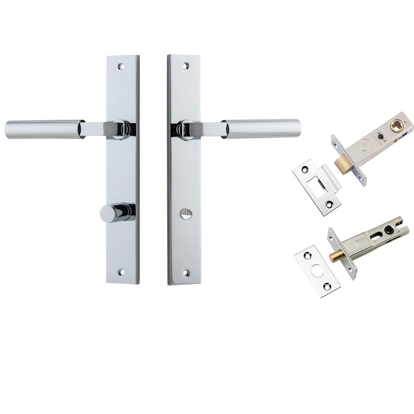 Iver Door Handle Berlin Rectangular Privacy Polished Chrome Privacy Kit
