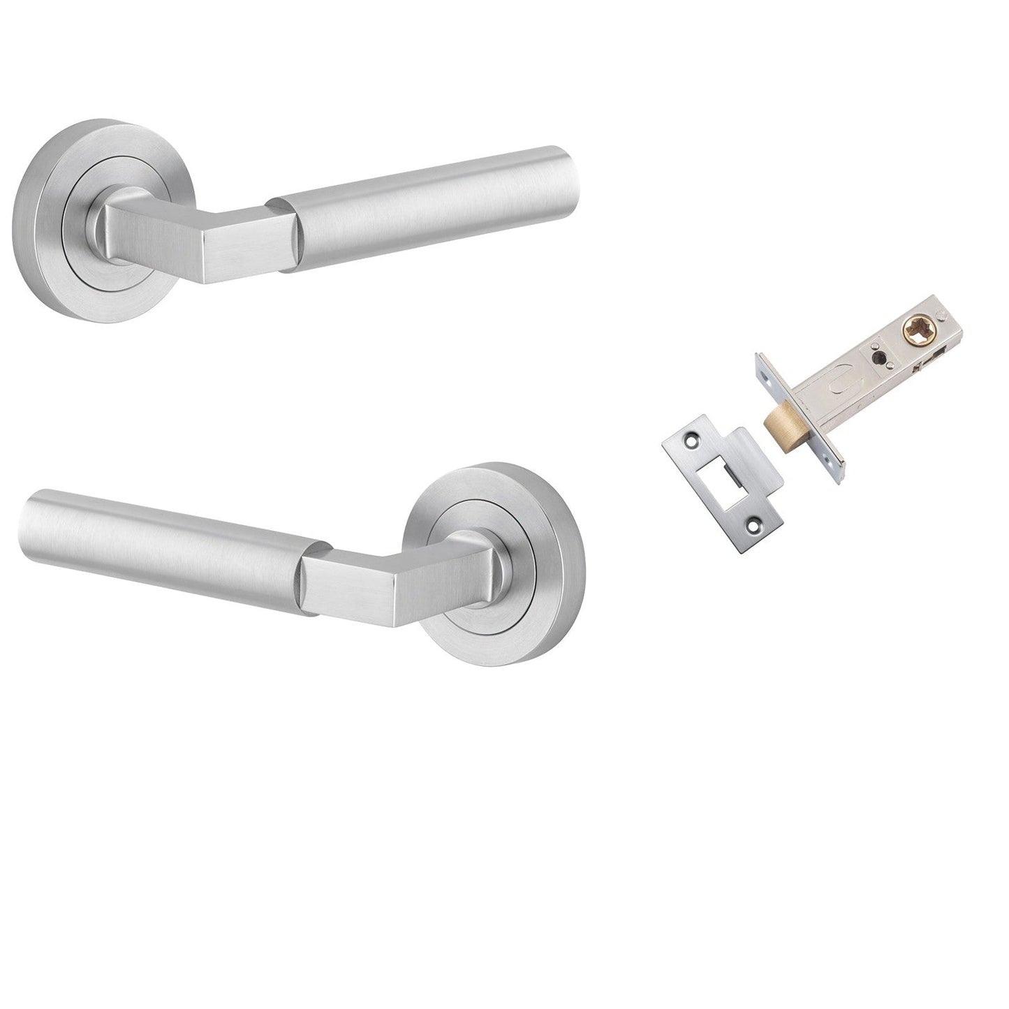 Iver Door Handle Berlin Rose Round Brushed Chrome Passage Kit
