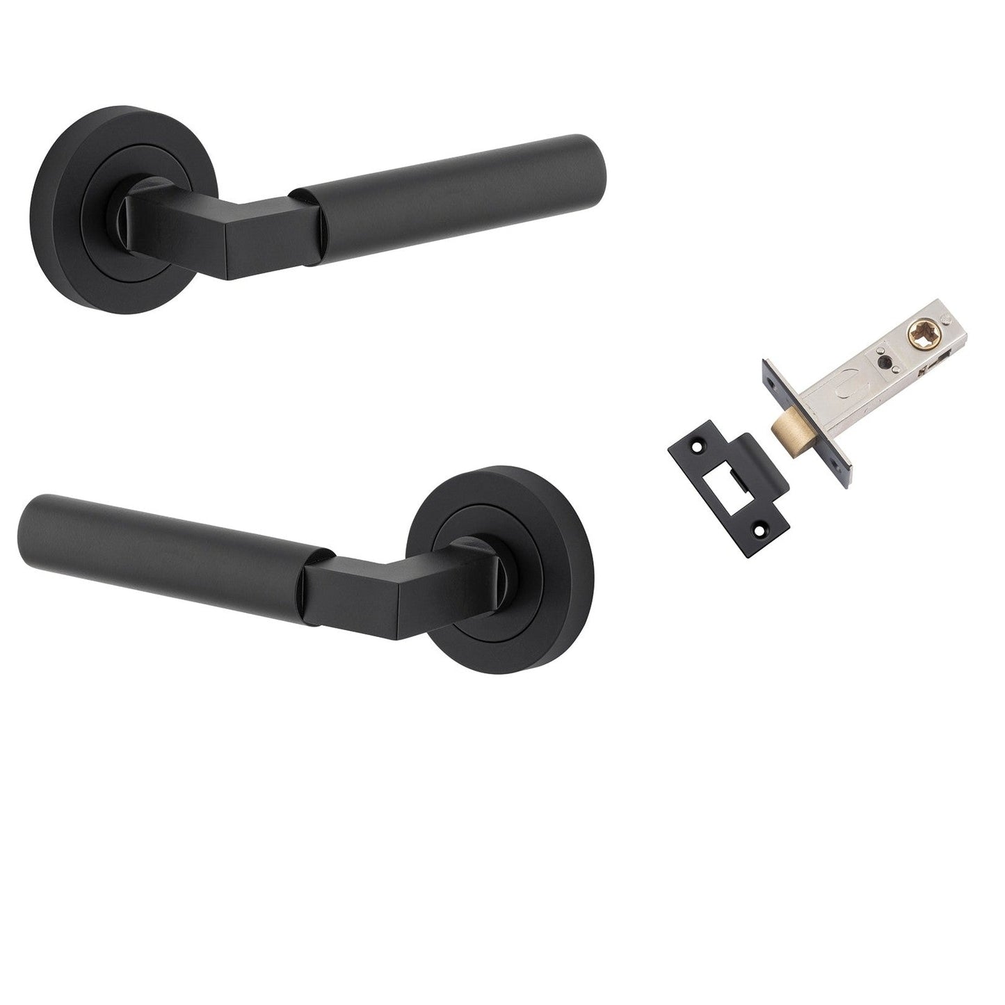 Iver Door Handle Berlin Rose Round Matt Black Passage Kit