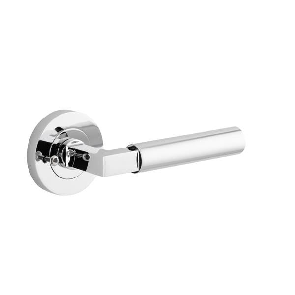 Iver Door Handle Berlin Rose Round Polished Chrome Inbuilt Privacy Kit