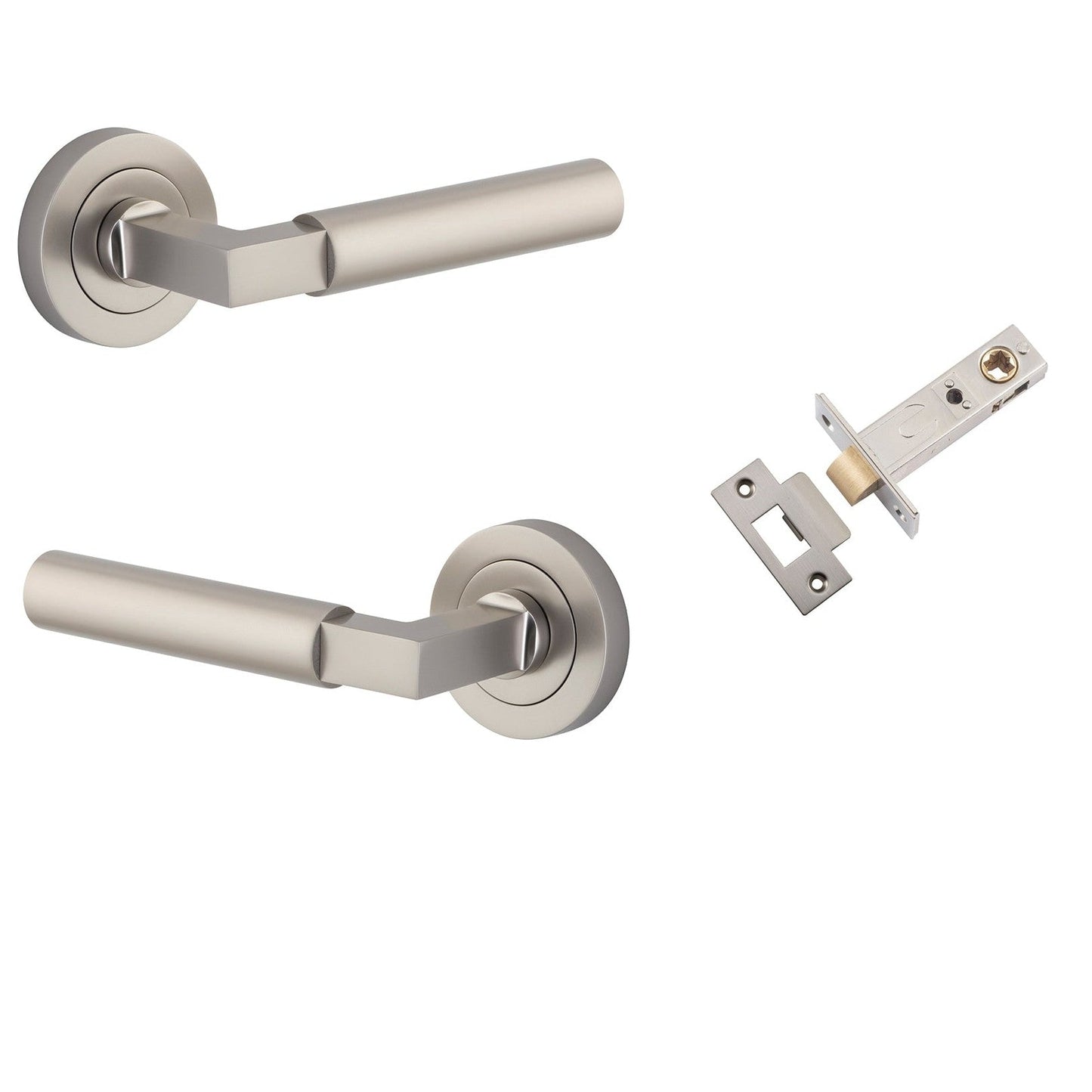 Iver Door Handle Berlin Rose Round Satin Nickel Passage Kit