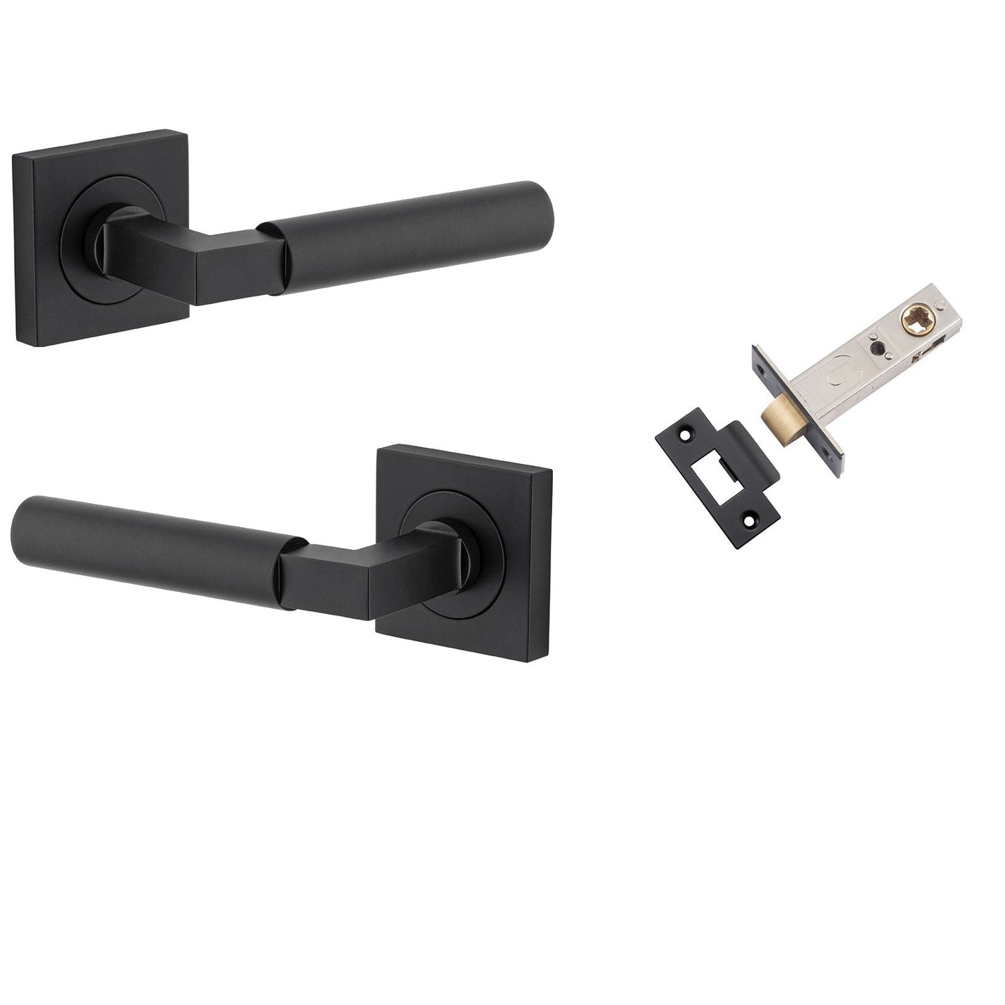 Iver Door Handle Berlin Rose Square Matt Black Passage Kit