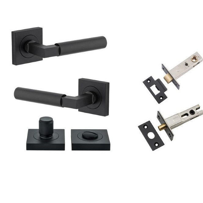 Iver Door Handle Berlin Rose Square Matt Black Privacy Kit