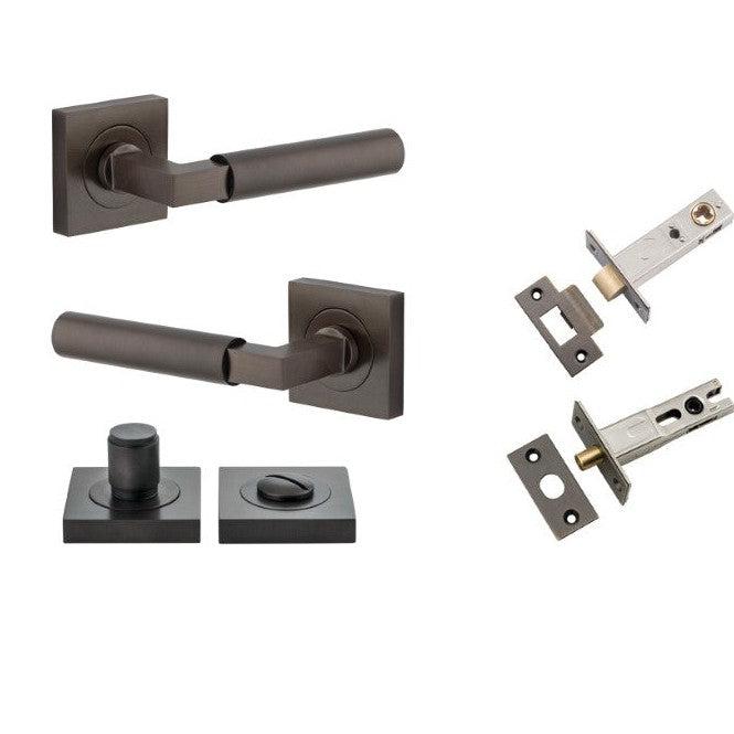 Iver Door Handle Berlin Rose Square Signature Brass Privacy Kit