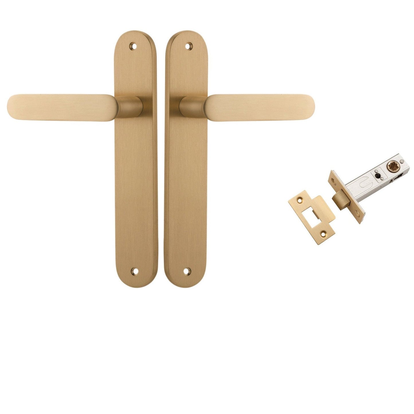 Iver Door Handle Bronte Oval Brushed Brass Passage Kit