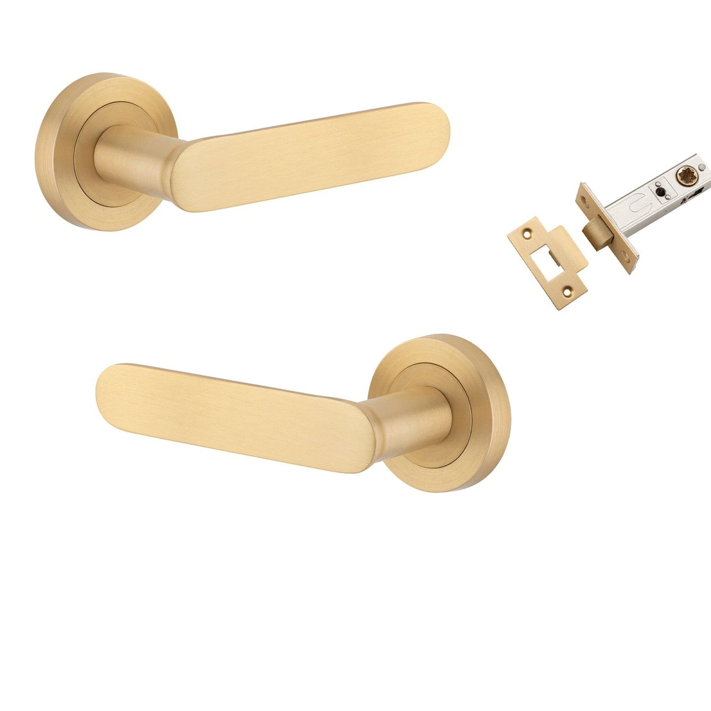 Iver Door Handle Bronte Rose Round Brushed Brass Passage Kit