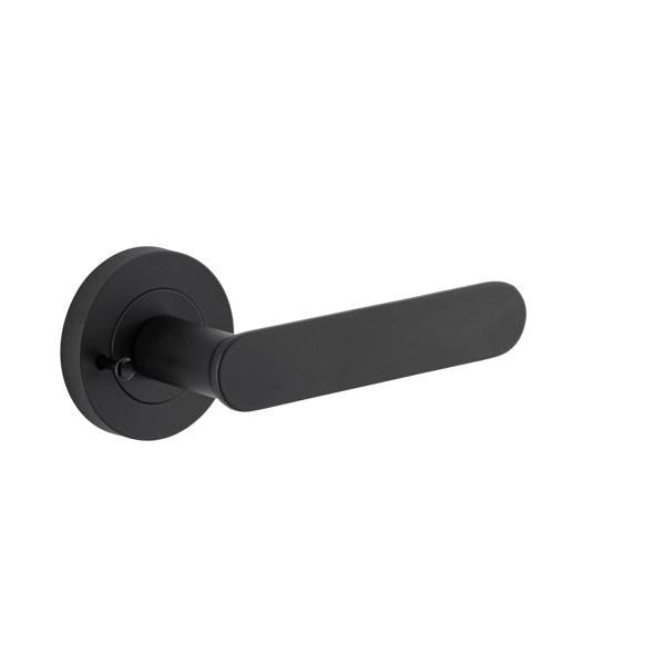 Iver Door Handle Bronte Rose Round Matt Black Inbuilt Privacy Kit