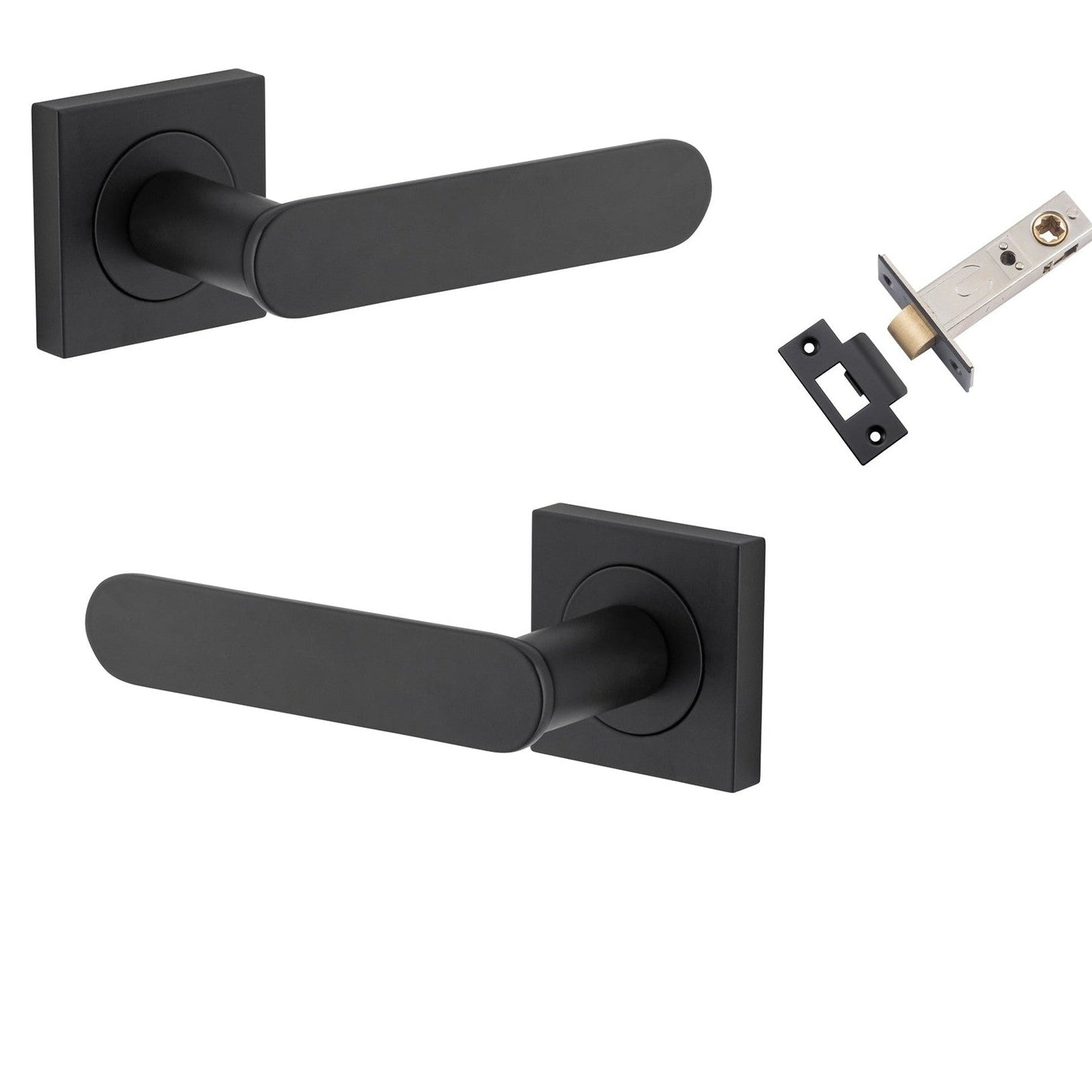 Iver Door Handle Bronte Rose Square Matt Black Passage Kit