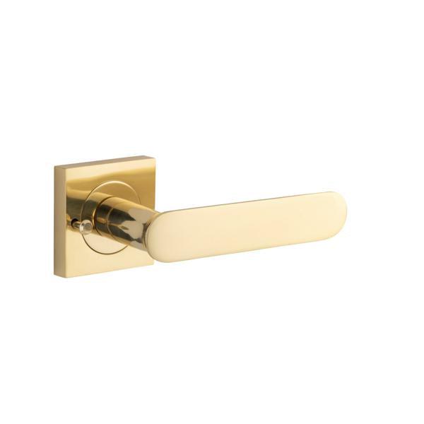 Iver Door Handle Bronte Rose Square Polished Brass Inbuilt Privacy Kit