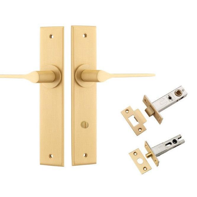 Iver Door Handle Como Chamfered Privacy Brushed Brass Privacy Kit
