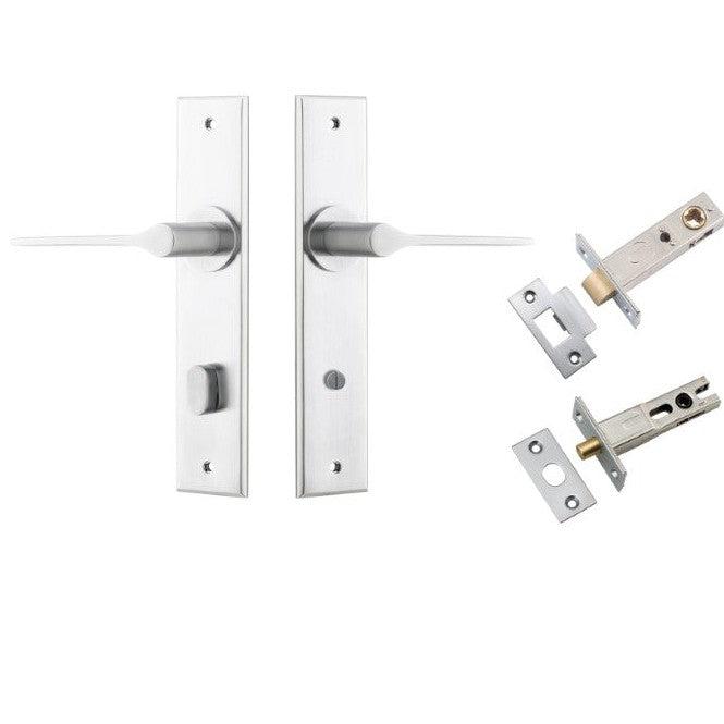 Iver Door Handle Como Chamfered Privacy Brushed Chrome Privacy Kit