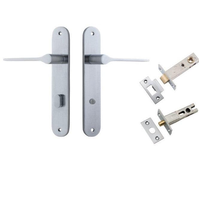 Iver Door Handle Como Oval Privacy Brushed Chrome Privacy Kit