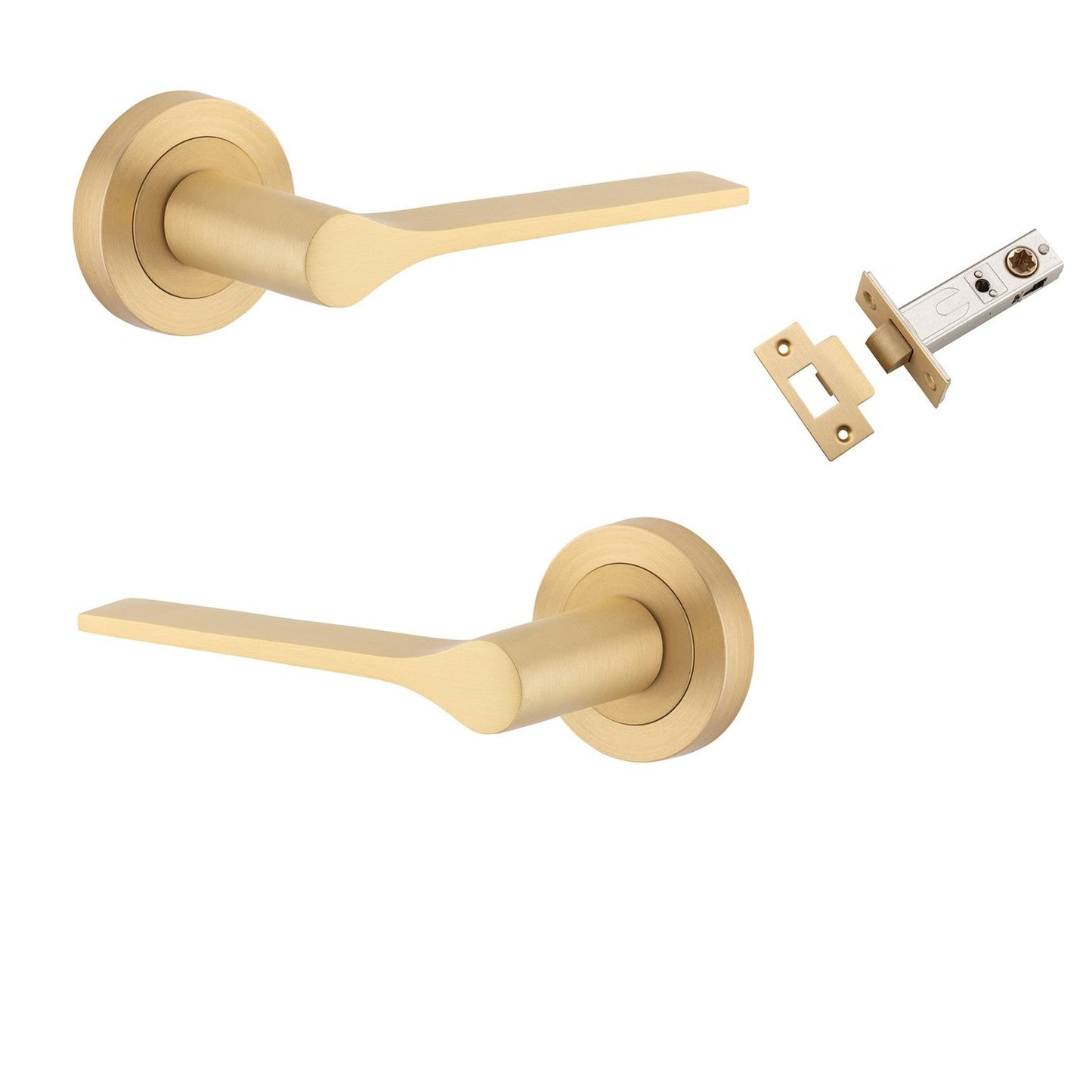Iver Door Handle Como Rose Round Brushed Brass Passage Kit