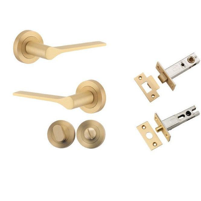 Iver Door Handle Como Rose Round Brushed Brass Privacy Kit