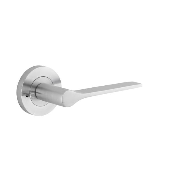 Iver Door Handle Como Rose Round Brushed Chrome Inbuilt Privacy Kit