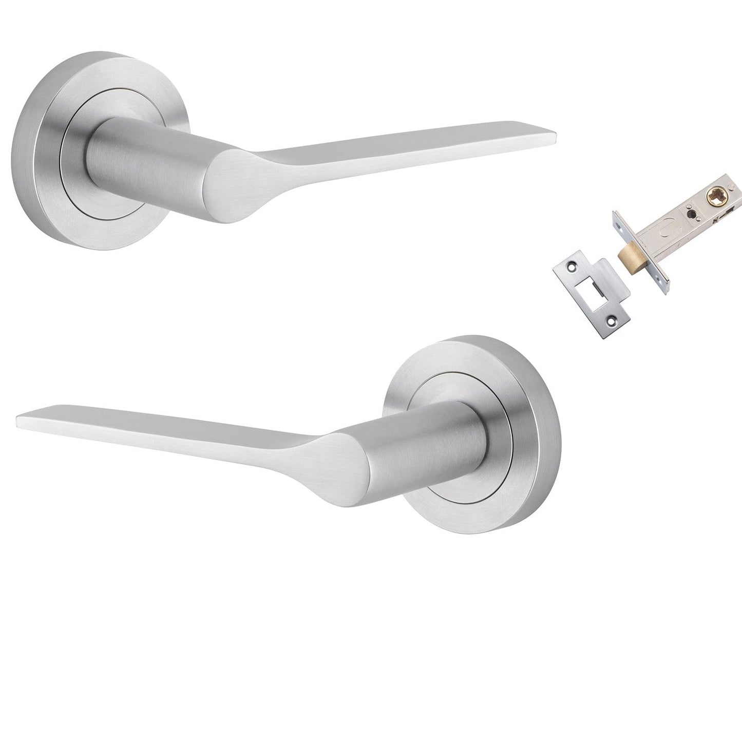 Iver Door Handle Como Rose Round Brushed Chrome Passage Kit