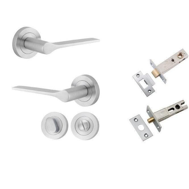 Iver Door Handle Como Rose Round Brushed Chrome Privacy Kit