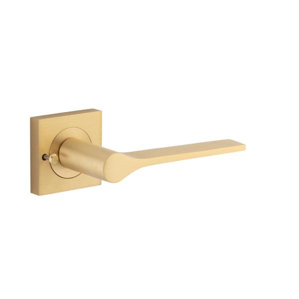 Iver Door Handle Como Rose Square Brushed Brass Inbuilt Privacy Kit