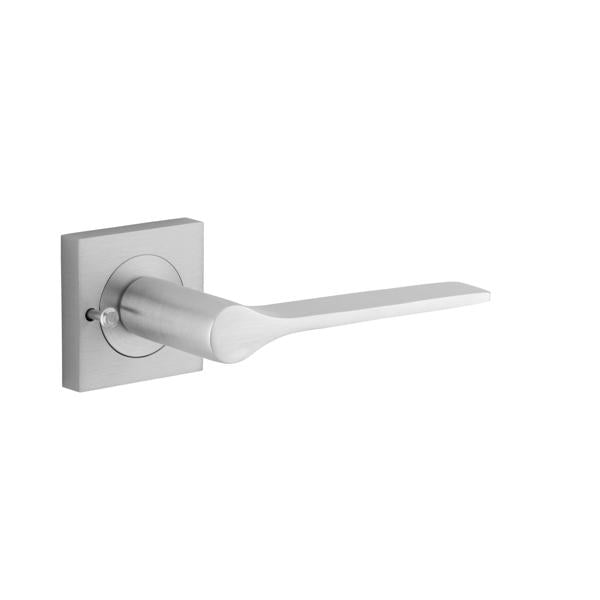 Iver Door Handle Como Rose Square Brushed Chrome Inbuilt Privacy Kit