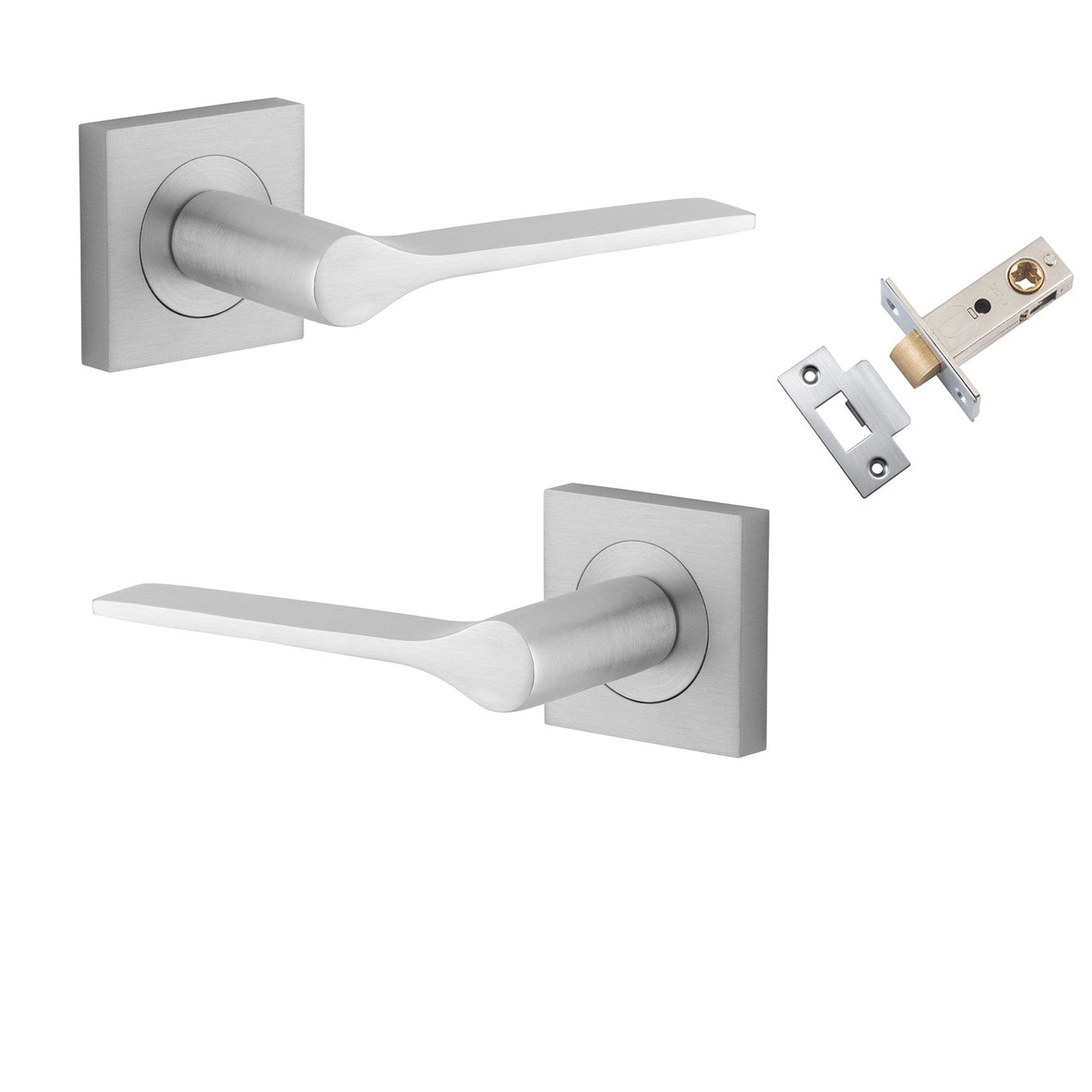 Iver Door Handle Como Rose Square Brushed Chrome Passage Kit