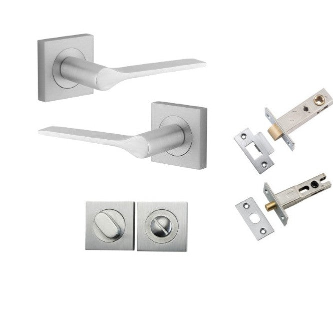 Iver Door Handle Como Rose Square Brushed Chrome Privacy Kit