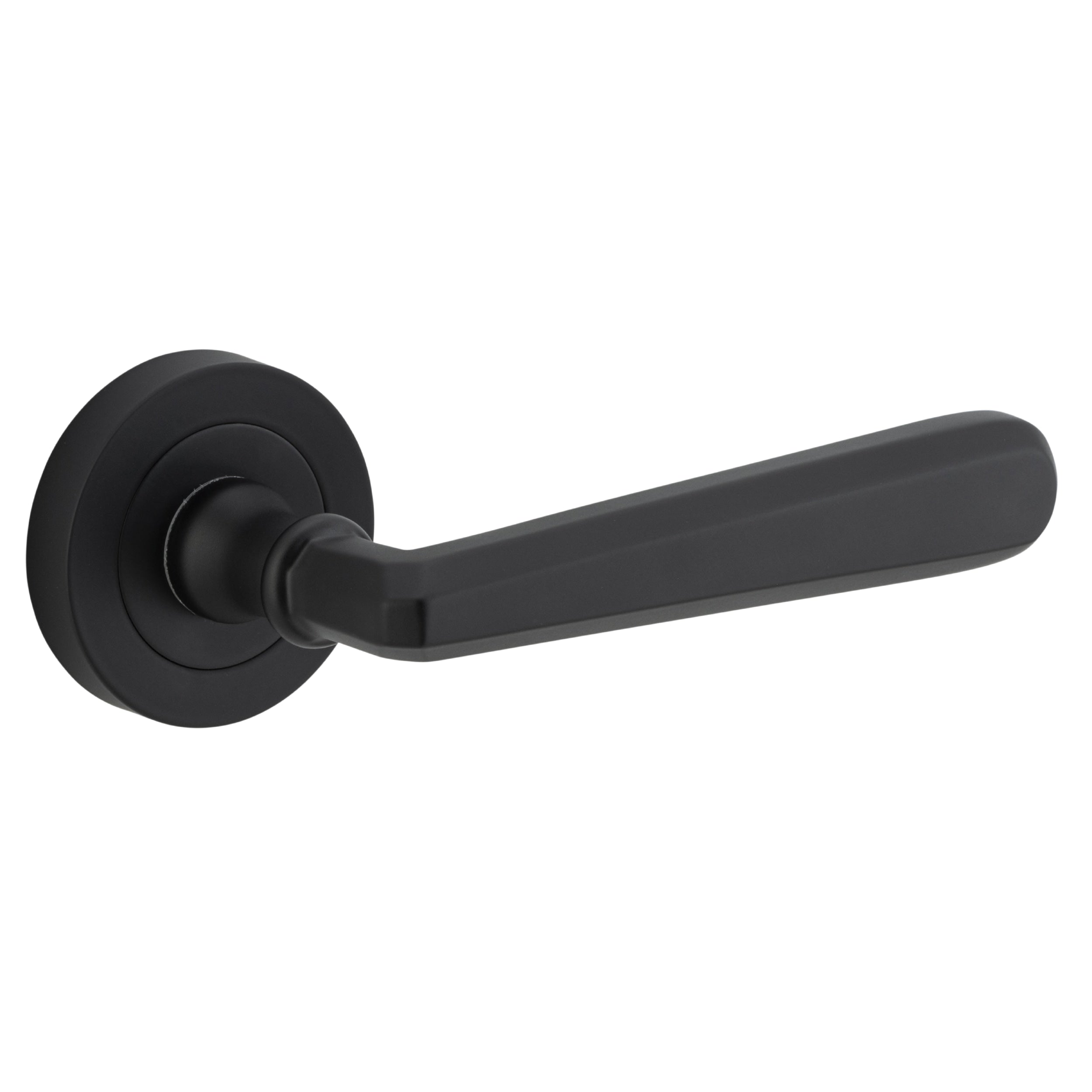 Iver Door Handle Copenhagen Round Rose Pair Matt Black
