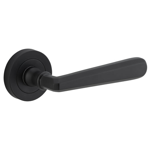 Iver Door Handle Copenhagen Round Rose Pair Matt Black