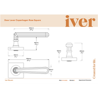 Iver Door Handle Copenhagen Square Rose Pair Signature Brass