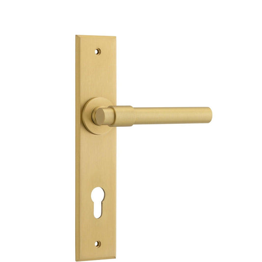 Iver Door Handle Helsinki Chamfered Euro Pair Brushed Gold PVD