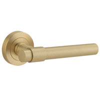 Iver Door Handle Helsinki Round Rose Pair Brushed Brass