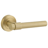 Iver Door Handle Helsinki Round Rose Pair Brushed Gold PVD
