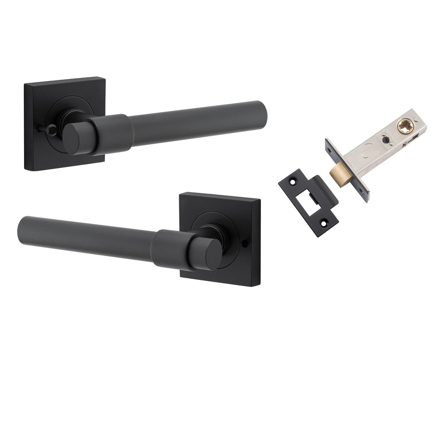 Iver Door Handle Helsinki Square Rose Inbuilt Privacy Pair Kit Matt Black