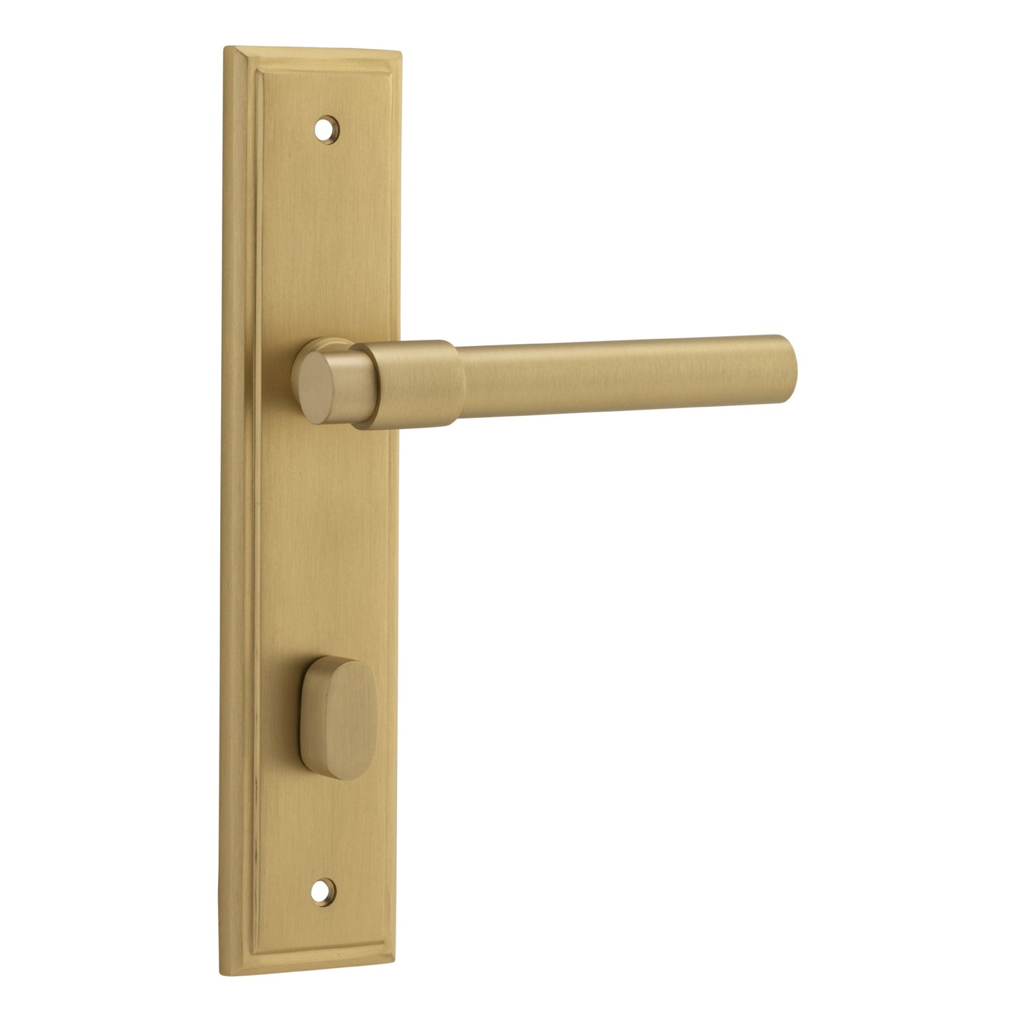 Iver Door Handle Helsinki Stepped Privacy Pair Brushed Brass